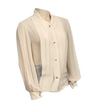 Load image into Gallery viewer, 1987, Collection 20 Vintage Chanel Ivory Ecru Silk pleated Button down Blouse Top US 12