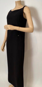 Chanel Vintage 04A, 2004 Fall long black maxi sleeveless wool gown dress FR 40 US 4