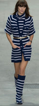 Load image into Gallery viewer, NWT Chanel 15S 2015 Summer Cashmere Navy Blue Lilac Stripe Sleeveless Turtleneck Sweater Top Blouse FR 36 US 4