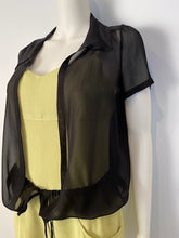 Load image into Gallery viewer, Chanel 2004 Cruise 04C Black Silk Chiffon Short Sleeve Sheer Drawstring Blouse Top FR 36 US 2/4