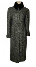 Load image into Gallery viewer, Sophisticated Chanel 02A 2002 Fall Long Wool Tweed Black White Duster Removable Fur Trim Collar Coat Jacket FR 40