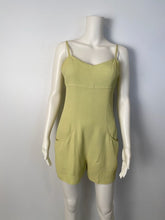 Load image into Gallery viewer, 97P, 1997 Spring Vintage Chanel Boutique Lime Green Jumpsuit Shorts Romper FR 38 US 6/8