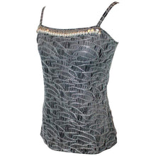 Load image into Gallery viewer, Chanel 05A 2005 Fall pearl trim Lace overlay Black Tank Top Camisole Blouse FR 40 US 6