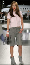 Load image into Gallery viewer, Chanel 08C 2008 Cruise Resort Pinstripe Denim Blue cargo Shorts FR 36 US 4