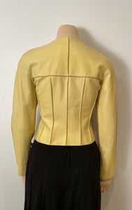 Vintage Chanel 99P, 1999 Spring yellow soft lambskin leather jacket FR 34 US 2/4