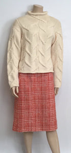 Vintage Chanel 99A, 1999 Fall winter white Ivory Ecru Cable Knit Wool Sweater FR 40 US 6/8