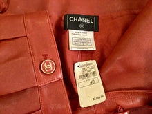 Load image into Gallery viewer, NWT New with Tags Chanel 01A, 2001 Fall Autumn Vintage Leather Pants Leggings Rust Color FR 40 US 2/4/6