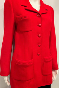 Rare Collectors Chanel Vintage 95A 1995 Fall Red Long Jacket US 6
