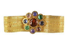 Load image into Gallery viewer, 96A 1996 Fall Vintage CHANEL Gold Gripoix Rhinestone Byzantine Flower Metal Belt size Medium