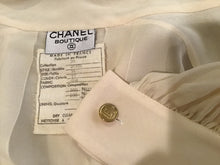 Load image into Gallery viewer, 1987, Collection 20 Vintage Chanel Ivory Ecru Silk pleated Button down Blouse Top US 12