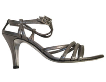 Load image into Gallery viewer, Chanel 05P 2005 Spring Metallic Silver Pewter Strap Sandal Leather Heel Pumps EU 36 US 5.5