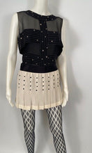 Load image into Gallery viewer, Chanel 2003 Fall 03A Snap Collection White Black Silk Mini Skirt FR 38 US 4