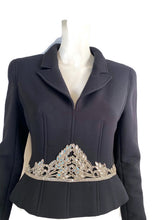 Load image into Gallery viewer, Rare Chanel 02A 2002 Fall Black Fitted Jacket with Crystal Embellishments FR 40 US 4/6