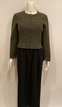 Load image into Gallery viewer, NWT Vintage 99A, 1999 Fall Chanel Identification olive green boiled wool short jacket FR 36 US 4