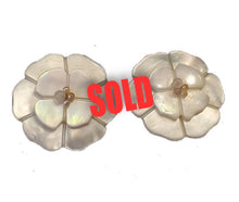 Load image into Gallery viewer, Vintage Chanel 98A Camellia flower clip on enamel mother of pearl Earrings