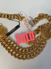 Load image into Gallery viewer, NWT New Chanel 94A gold medallion chain strand belt necklace accessory