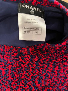 Chanel 14P 2014 Spring Crochet Navy Red Dress US 12/14/16