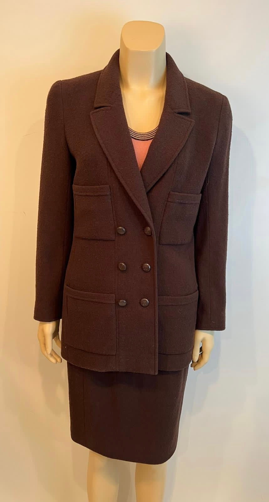 Chanel Vintage 03p, 2003 Spring Tweed Cotton Jacket Blazer Skirt Suit Set