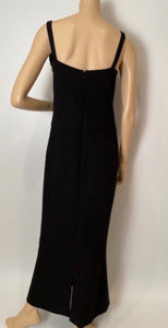 Chanel Vintage 04A, 2004 Fall long black maxi sleeveless wool gown dress FR 40 US 4