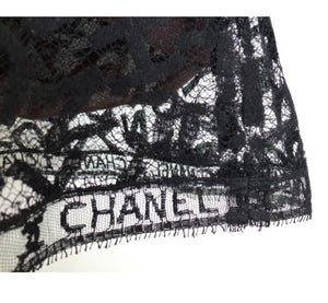 Rare! Chanel Vintage 98A Fall Logo Black Lace Tank top Blouse Camisole Skirt Set FR 38 US 4