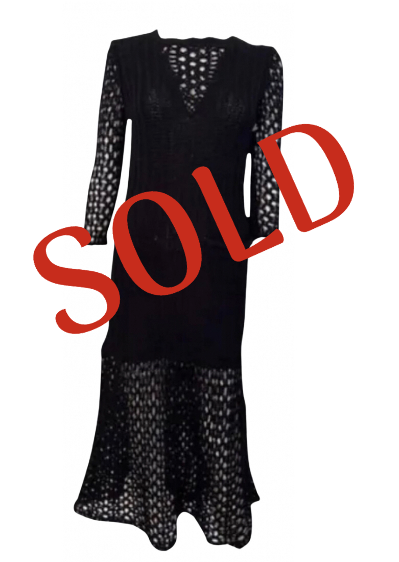 NWT Chanel 14P 2014 Spring Black Maxi Crochet Dress FR 38 – HelensChanel