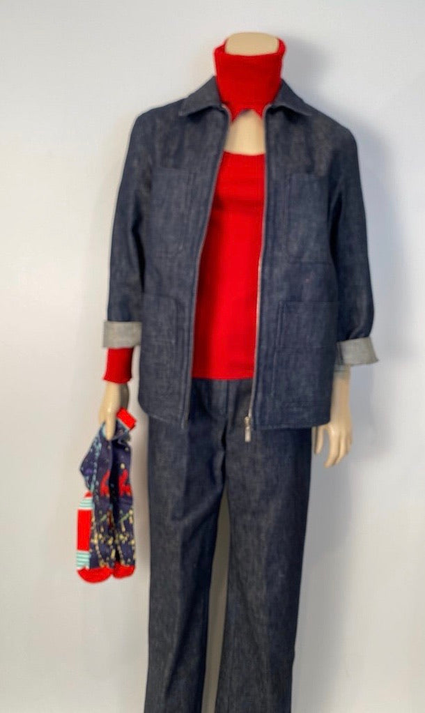 Vintage Chanel 99P, 1999 Spring Denim Blue Jeans Pants Trousers FR 38