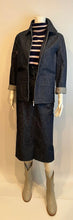 Load image into Gallery viewer, NWT Chanel 15S 2015 Summer Cashmere Navy Blue Lilac Stripe Sleeveless Turtleneck Sweater Top Blouse FR 36 US 4