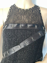 Load image into Gallery viewer, Chanel 2003 Fall 03A Snap Collection Black Tweed Boucle Satin with Camellia lace dress US 4