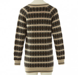 Chanel 07A 2007 Fall striped beaded Cashmere Tunic Sweater Jumper FR 34