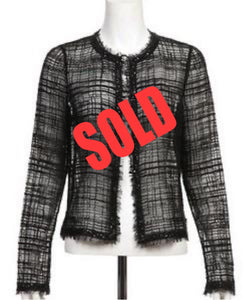 Topstitched Tweed Jacket in Black - Elie Saab