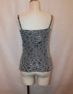 Chanel 05A 2005 Fall pearl trim Lace overlay Black Tank Top Camisole Blouse FR 40 US 6