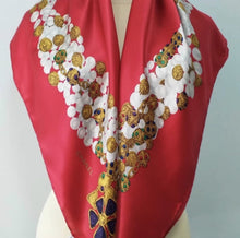 Load image into Gallery viewer, Vintage Chanel Jewel Gripoix Pearls Silk Scarf 34&quot;x34&quot;