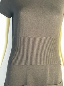 Chanel short sleeve black mid length dress FR 40