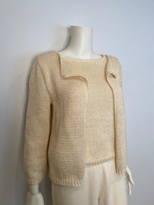 Vintage 00C Chanel Identification beige 2 piece sweater twinset FR 36 US 4