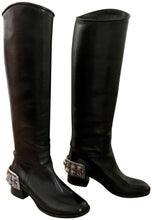 Load image into Gallery viewer, Chanel 07A Paris Monte Carlo Lion Head Icons tall black leather riding boots EU 39.5 US 8.5/9