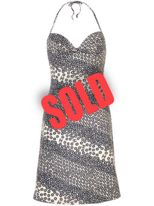 NWT Vintage Stretchy Chanel halter top swimwear 03P, 2003 Spring coverup dress beige black FR 38 US 2/4