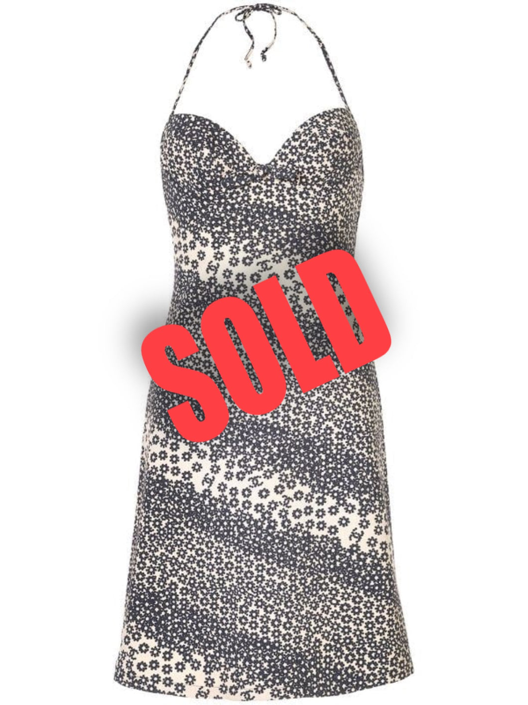 NWT Vintage Stretchy Chanel halter top swimwear 03P, 2003 Spring coverup dress beige black FR 38 US 2/4