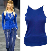 Load image into Gallery viewer, Chanel 04A 2004 Fall Royal Blue Cashmere long sleeved  Shell Top Blouse cardigan  FR 38