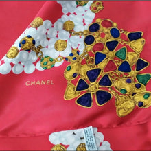 Load image into Gallery viewer, Vintage Chanel Jewel Gripoix Pearls Silk Scarf 34&quot;x34&quot;