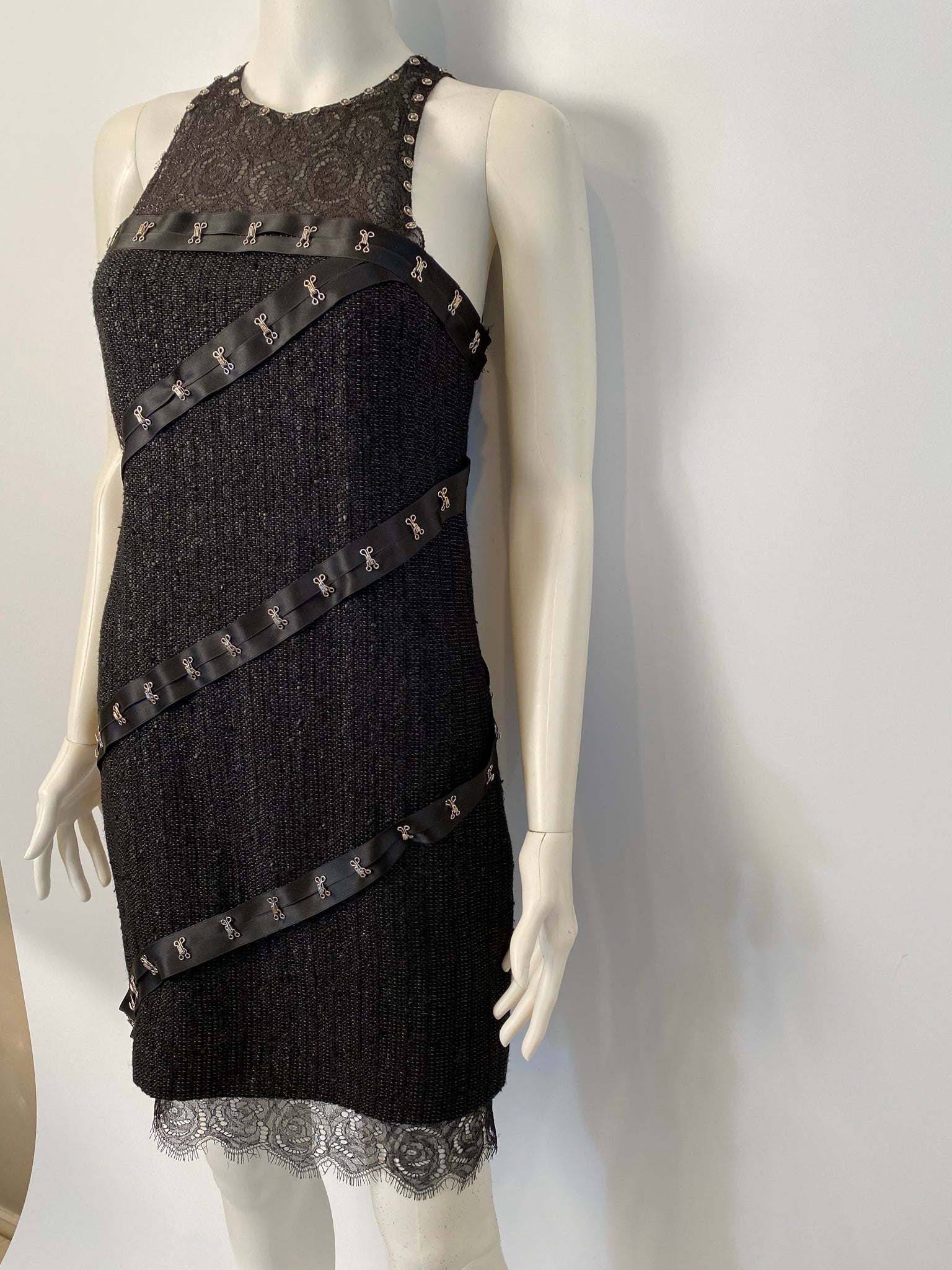 Vintage Chanel 03A, 2003 Fall Snap Collection Black Mini Dress Top Tunic FR  38 US 2/4