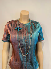 Load image into Gallery viewer, Chanel 07A 2007 Fall Turquoise Multi-Strand Tweed Crystal CC Silver Metal Necklace/Belt/Pin/Brooch
