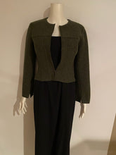 Load image into Gallery viewer, NWT Vintage 99A, 1999 Fall Chanel Identification olive green boiled wool short jacket FR 36 US 4