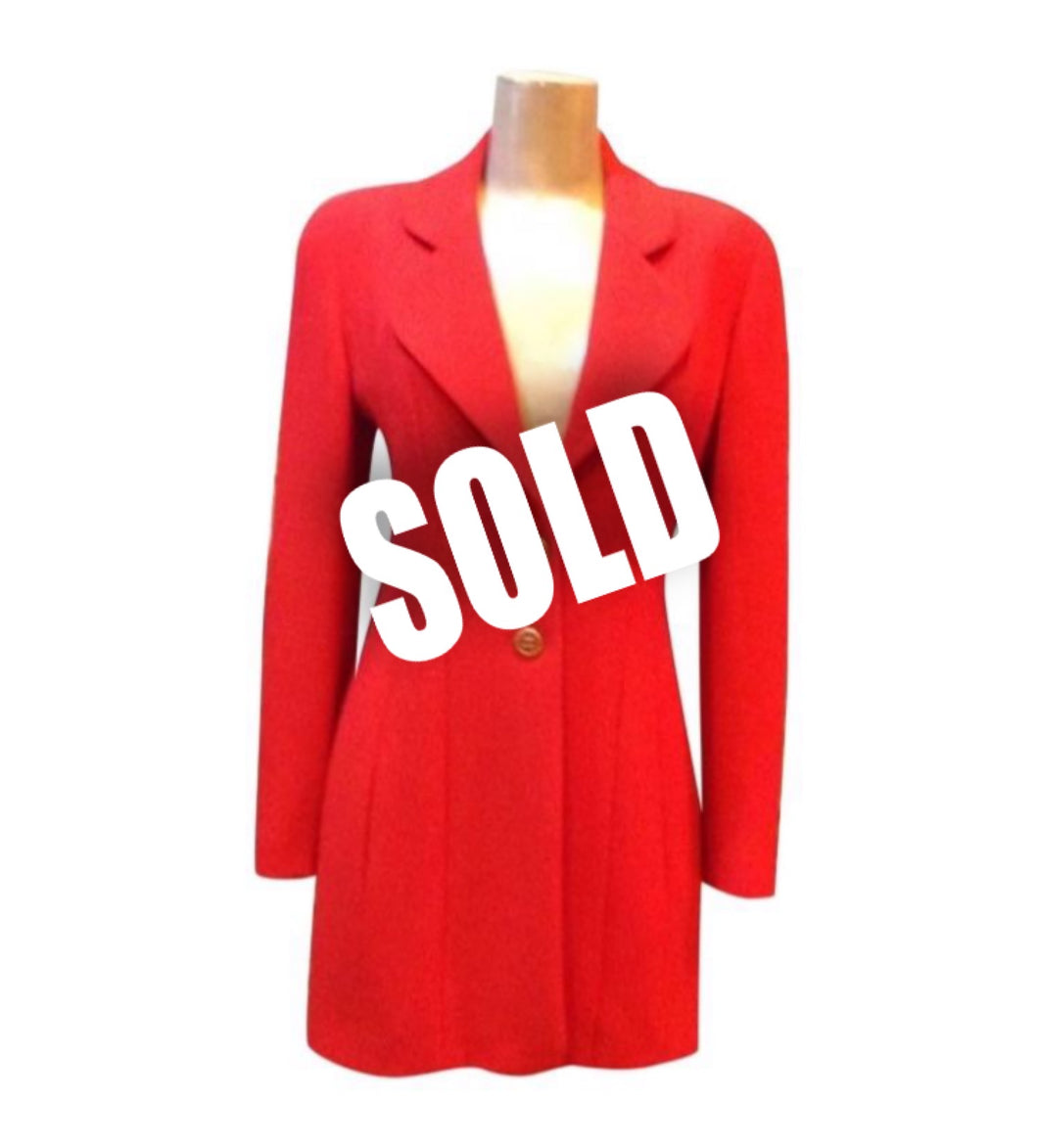 94A Fall Chanel Vintage Orange/Red Wool Dress Coat Blazer Jacket FR 36 US 4