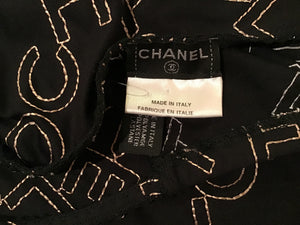 Vintage Chanel Logo Black Camisole Spaghetti Strap Tank Top FR 34 US 2/4