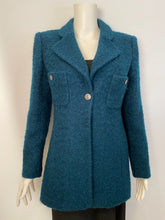 Load image into Gallery viewer, 97A, 1997 Fall Chanel Vintage emerald green Boucle wool blazer long jacket FR 40 US 6/8