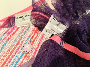 Chanel Vintage 03C 2003 Cruise Resort Summer sheer cardigan camisole 2 piece twinset US 4