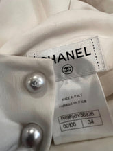 Load image into Gallery viewer, Chanel Satin Silk Pearl CC logo buttons Ivory Blouse FR 34