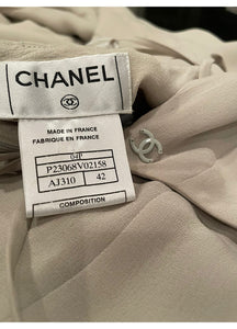 Chanel 04P 2004 Spring Beige Taupe Silk Dress FR 42 US 6/8
