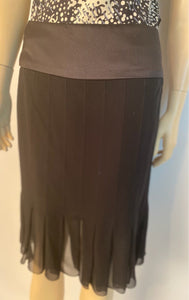 Chanel 03A, 2003 Fall Black Silk Chiffon Skirt FR 38 US 6