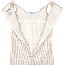 Load image into Gallery viewer, Chanel Vintage 04C 2004 Cruise Resort Ivory multicolor Pink Tweed Fringe Dress FR 42 US 6-8